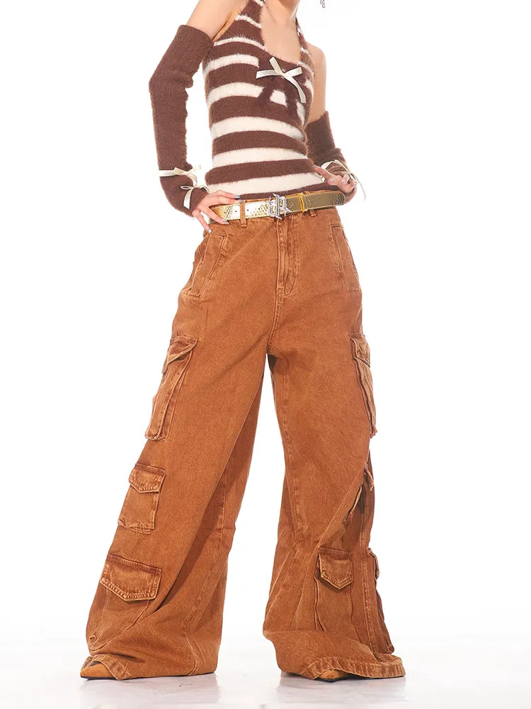 【24s Sep.】Multi-pocket Washed Loose Workwear Denim Suit