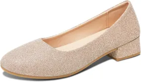 ALTOCIS Women’s Low Block Chunky Heels Pumps Ladies Elegant Closed Round Toe Pumps Shoes Low Platform Office Pumps Shoes