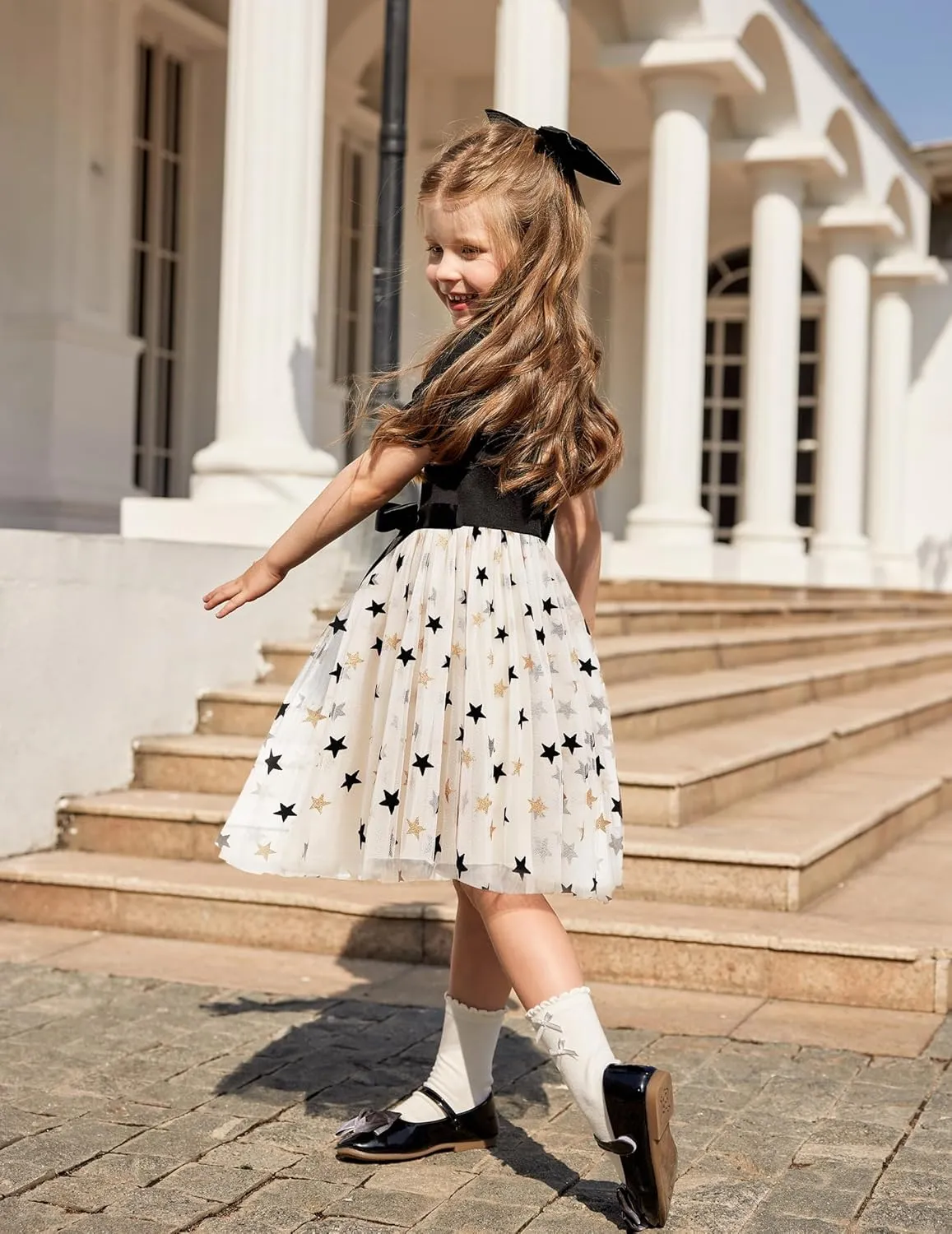 Arshiner Girls Dress Tutu Fluffy Summer Dresses Belted Wedding Party Flower Girls' Dress Size 3-11 Years