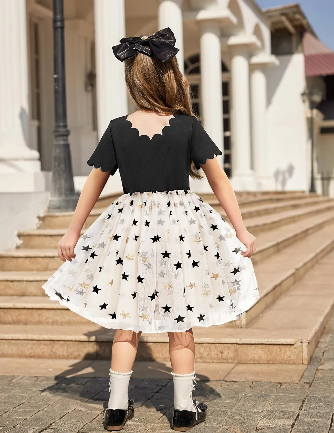 Arshiner Girls Dress Tutu Fluffy Summer Dresses Belted Wedding Party Flower Girls' Dress Size 3-11 Years