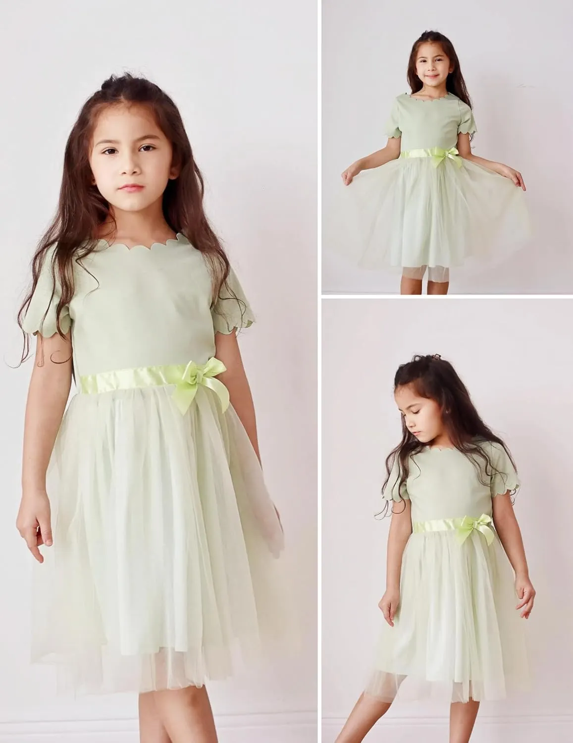 Arshiner Girls Dress Tutu Fluffy Summer Dresses Belted Wedding Party Flower Girls' Dress Size 3-11 Years