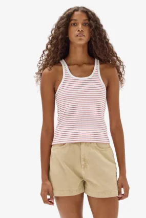 Assembly Label - Stripe Rib Tank - Papaya/White
