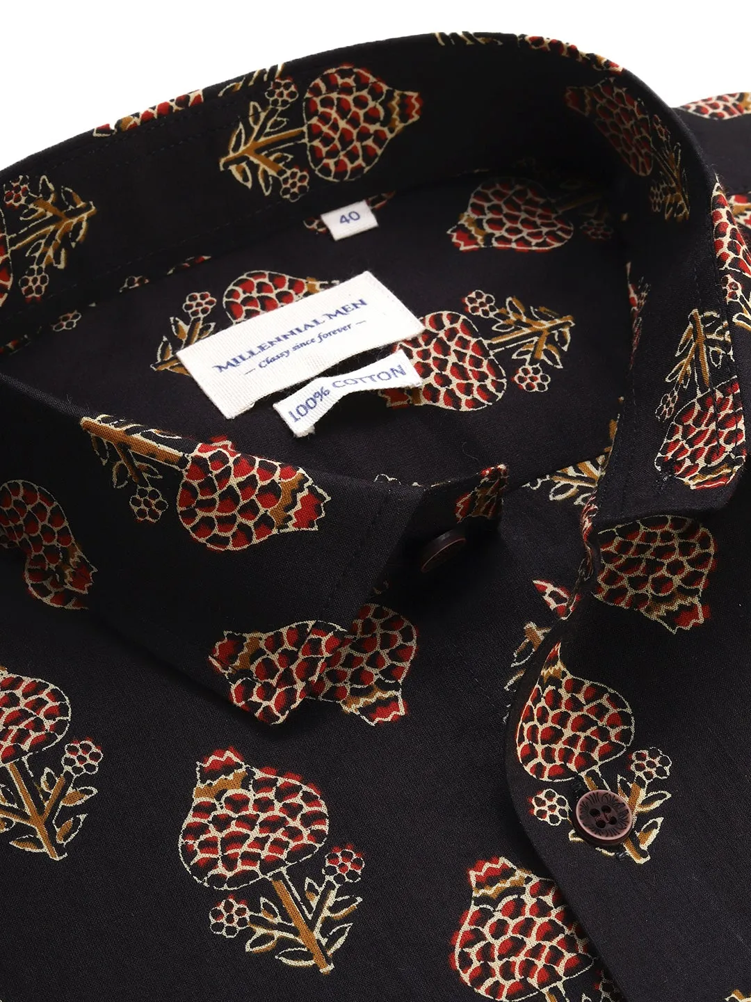 Black Cotton Short Sleeves Shirts For Men