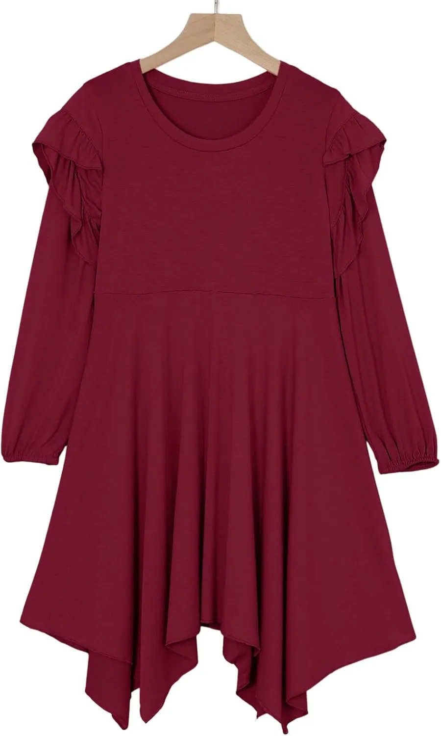 blibean Girl Long Sleeve High Low Dresses Tween Cute Swing Dress Size 6-15 Years