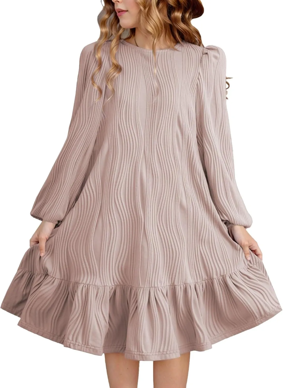 blibean Teen Girls Fall Dresses Kids Long Sleeve Boho Dress Size 6-15 Years