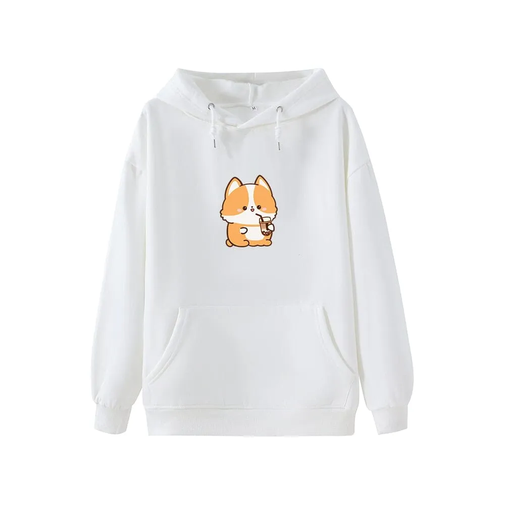 Boba Lovin Corgi Soft Hoodie