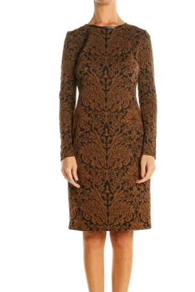 Brown Printed Chic Sheath Dress