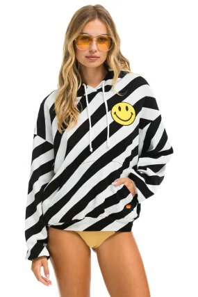 CAUTION SMILEY 2 EMBRIODERY RELAXED PULLOVER HOODIE - WHITE // BLACK