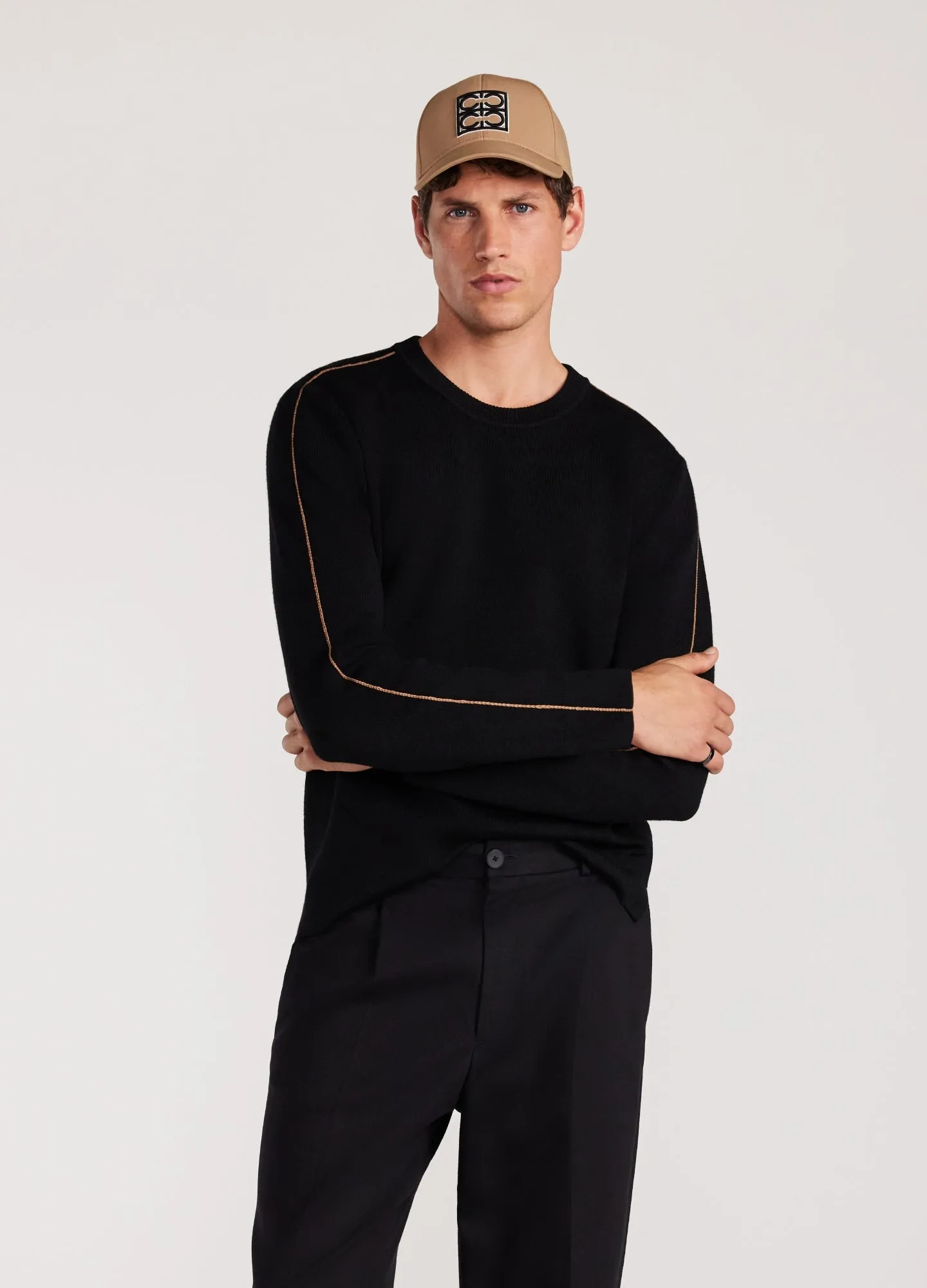 Chainstitched Relaxed Sweater Black