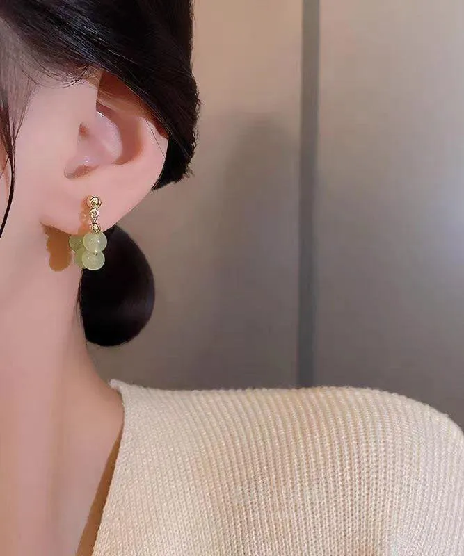 Chic Green Overgile Crystal Hoop Earrings LY7848