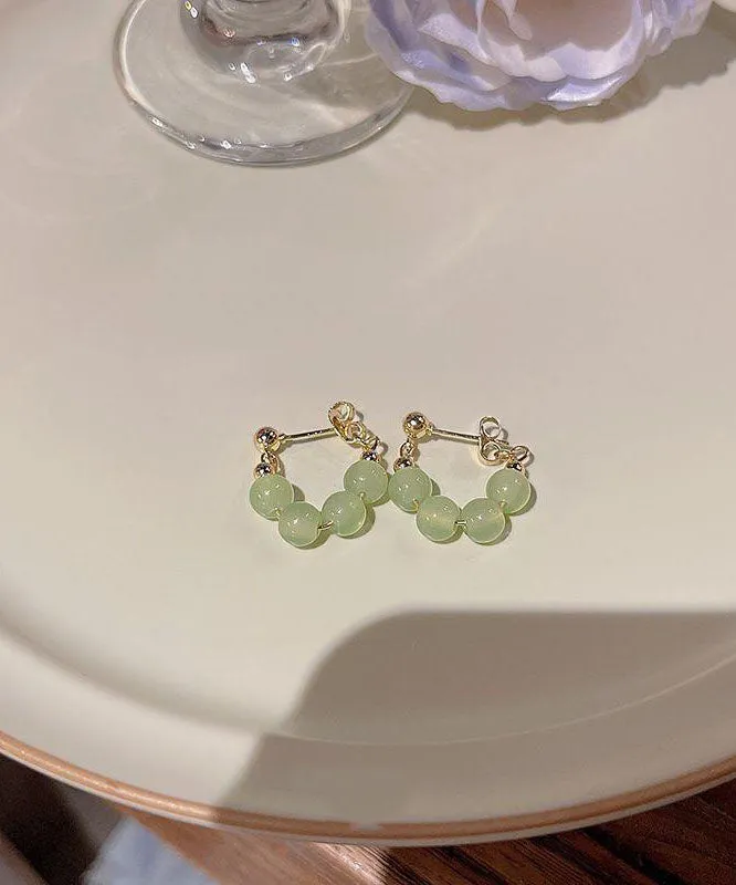 Chic Green Overgile Crystal Hoop Earrings LY7848