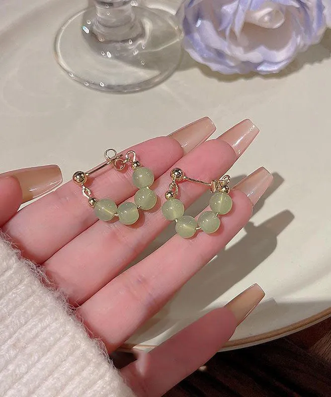 Chic Green Overgile Crystal Hoop Earrings LY7848