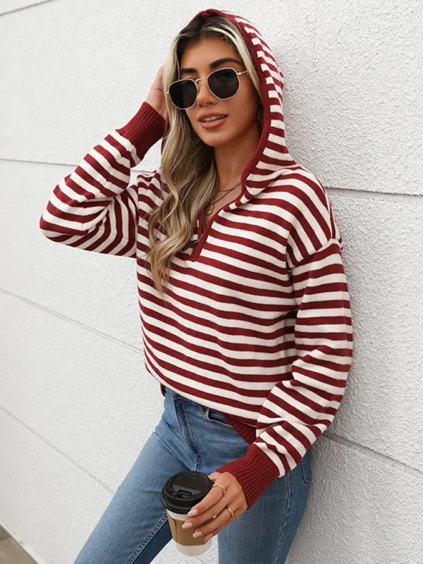 Cozy Striped Knit Hoodie Jumper - Your New Trendy Staple