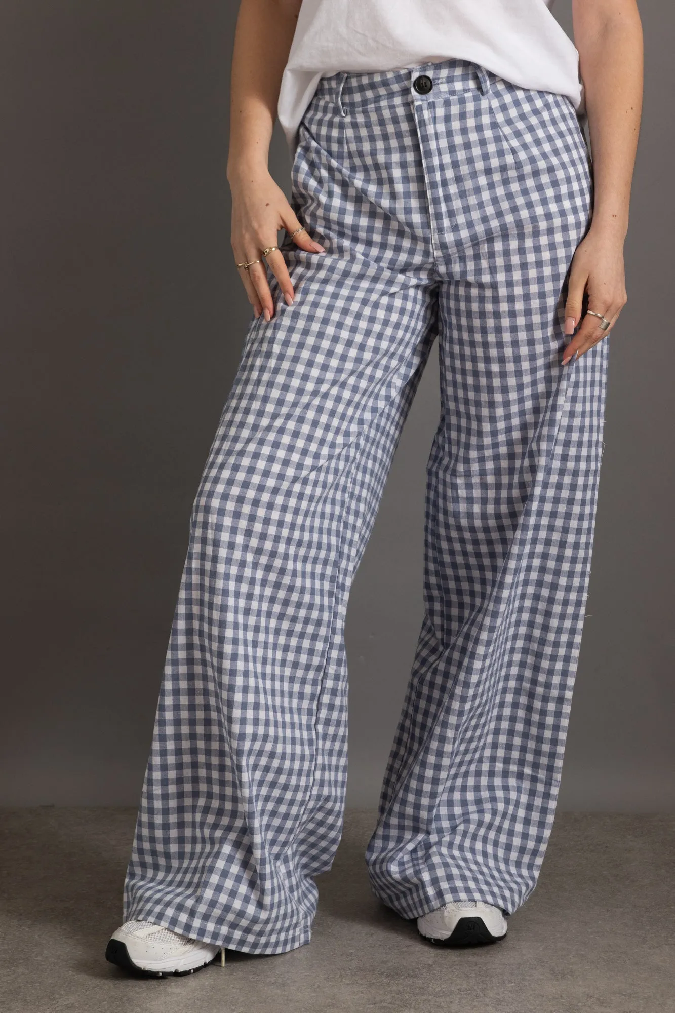 Daisy Street Gingham Wide Leg Trousers