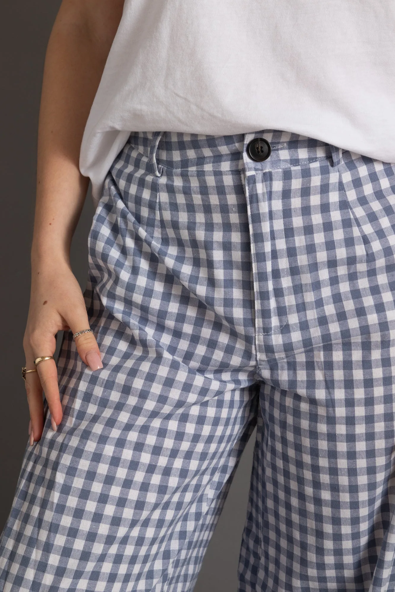 Daisy Street Gingham Wide Leg Trousers