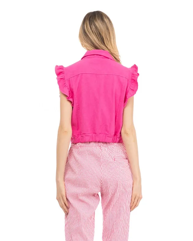 Denim Vest Fuchsia