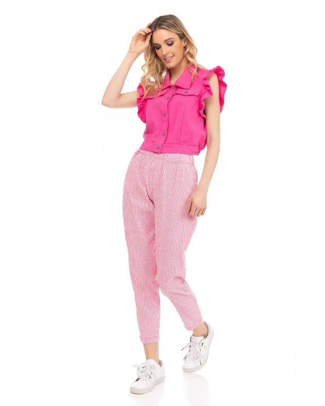 Denim Vest Fuchsia