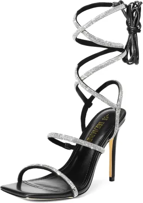 DREAM PAIRS High Heels Stilettos for Women - Strappy Gladiator Sexy Square Toe Open Toe Dressy Pumps Sandals