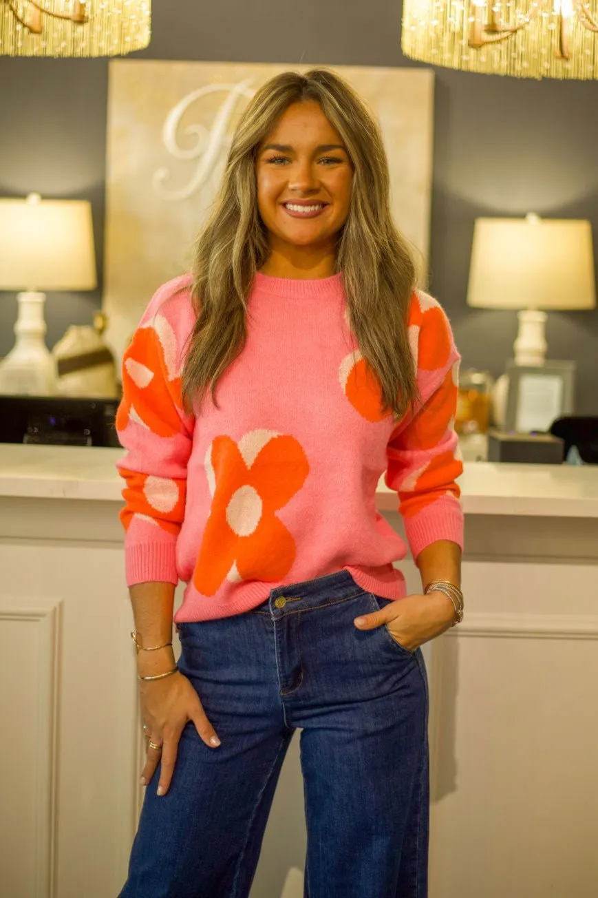 Flower Print Sweater Top