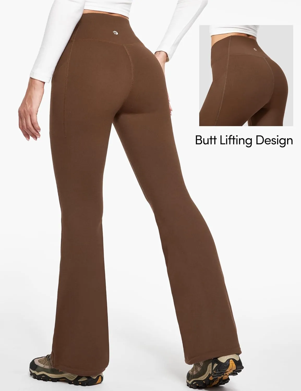 IUGA Fleece Lined Pants Women Water Resistant Hiking Pants Winter Flare Leggings with Pockets Bootcut Thermal