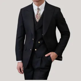 Jet Black Milano Suit (Jacket   Waistcoat   Trousers) - Cross & Crown