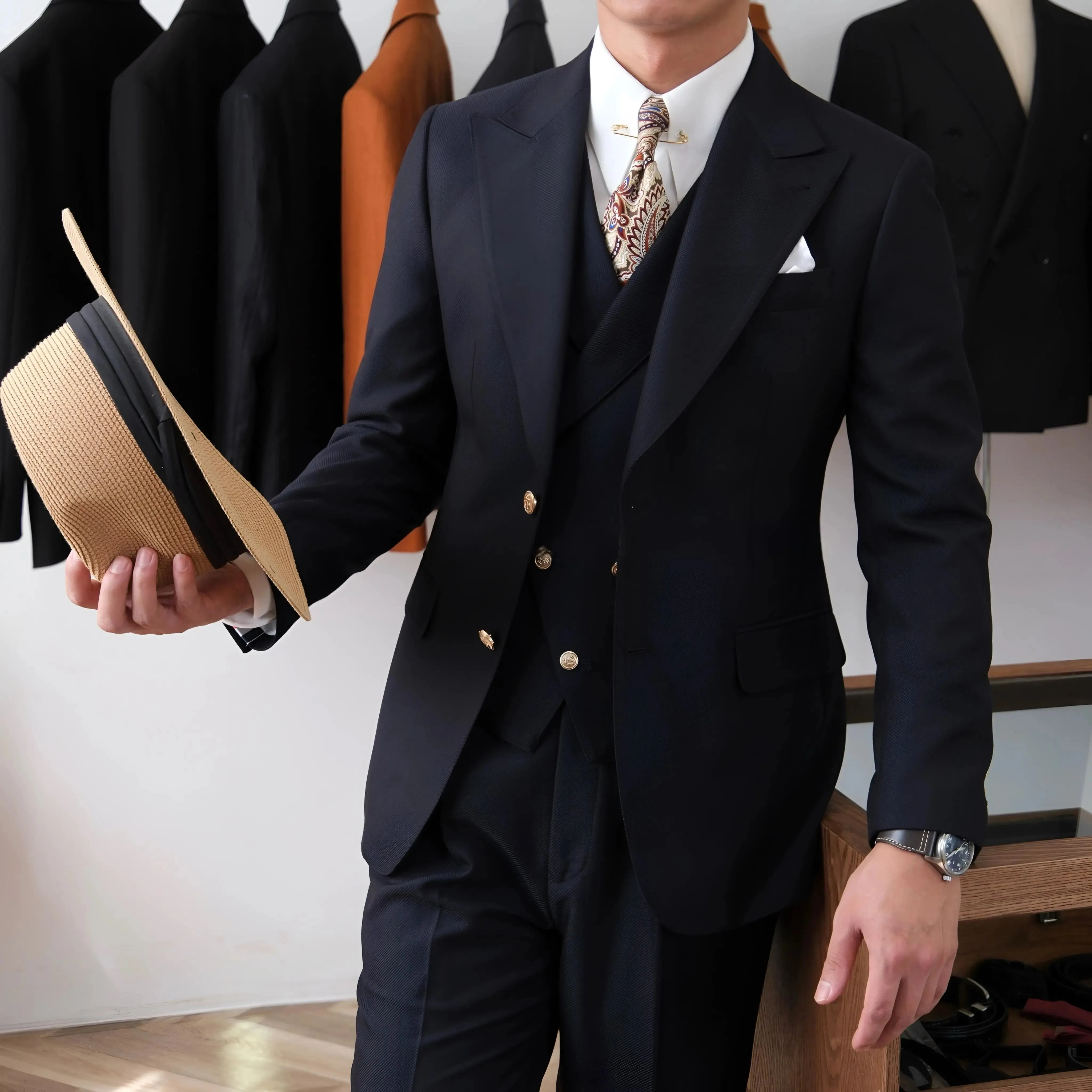 Jet Black Milano Suit (Jacket   Waistcoat   Trousers) - Cross & Crown