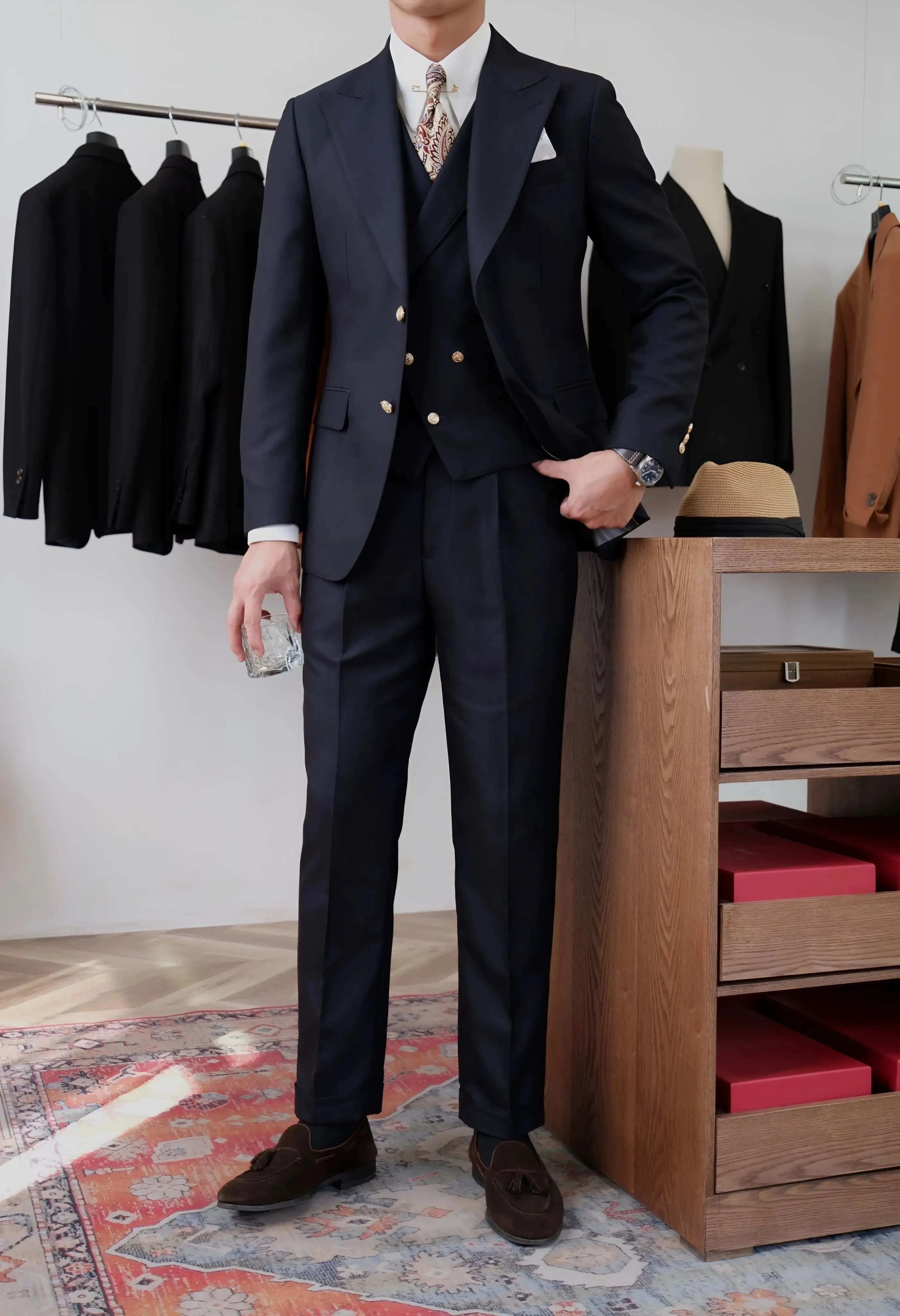 Jet Black Milano Suit (Jacket   Waistcoat   Trousers) - Cross & Crown