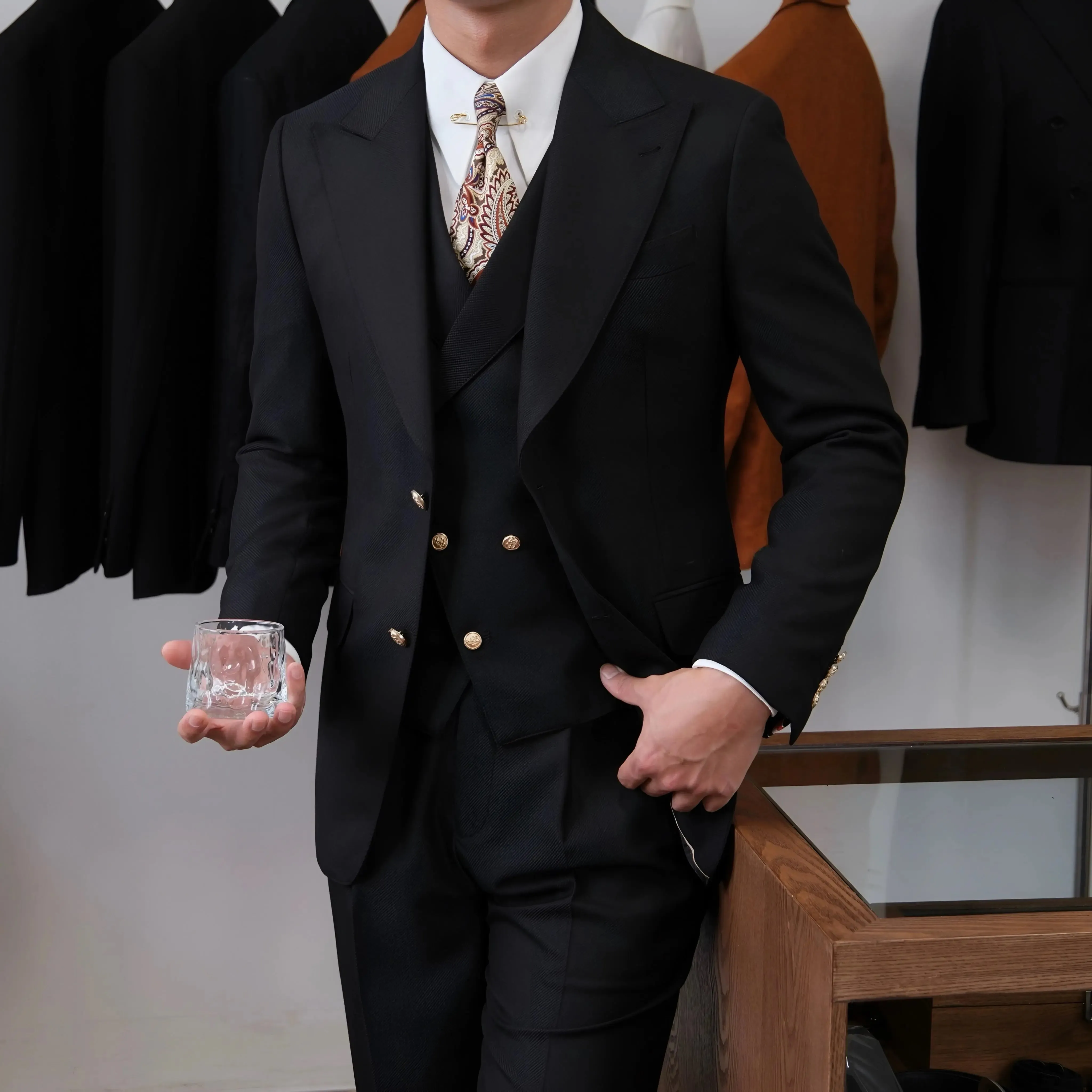 Jet Black Milano Suit (Jacket   Waistcoat   Trousers) - Cross & Crown