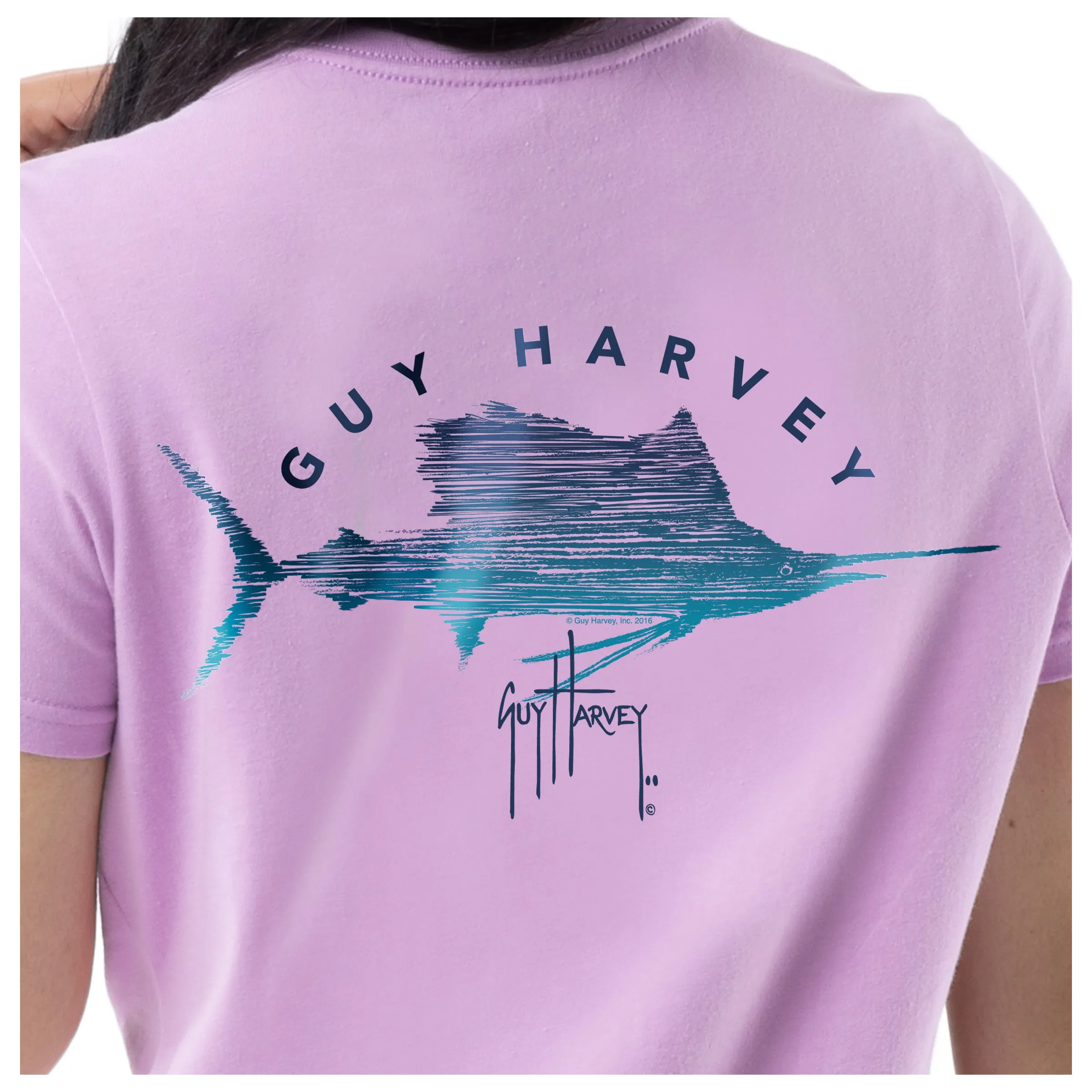 Ladies Sailfish Scribbles Short Sleeve V-Neck T-Shirt