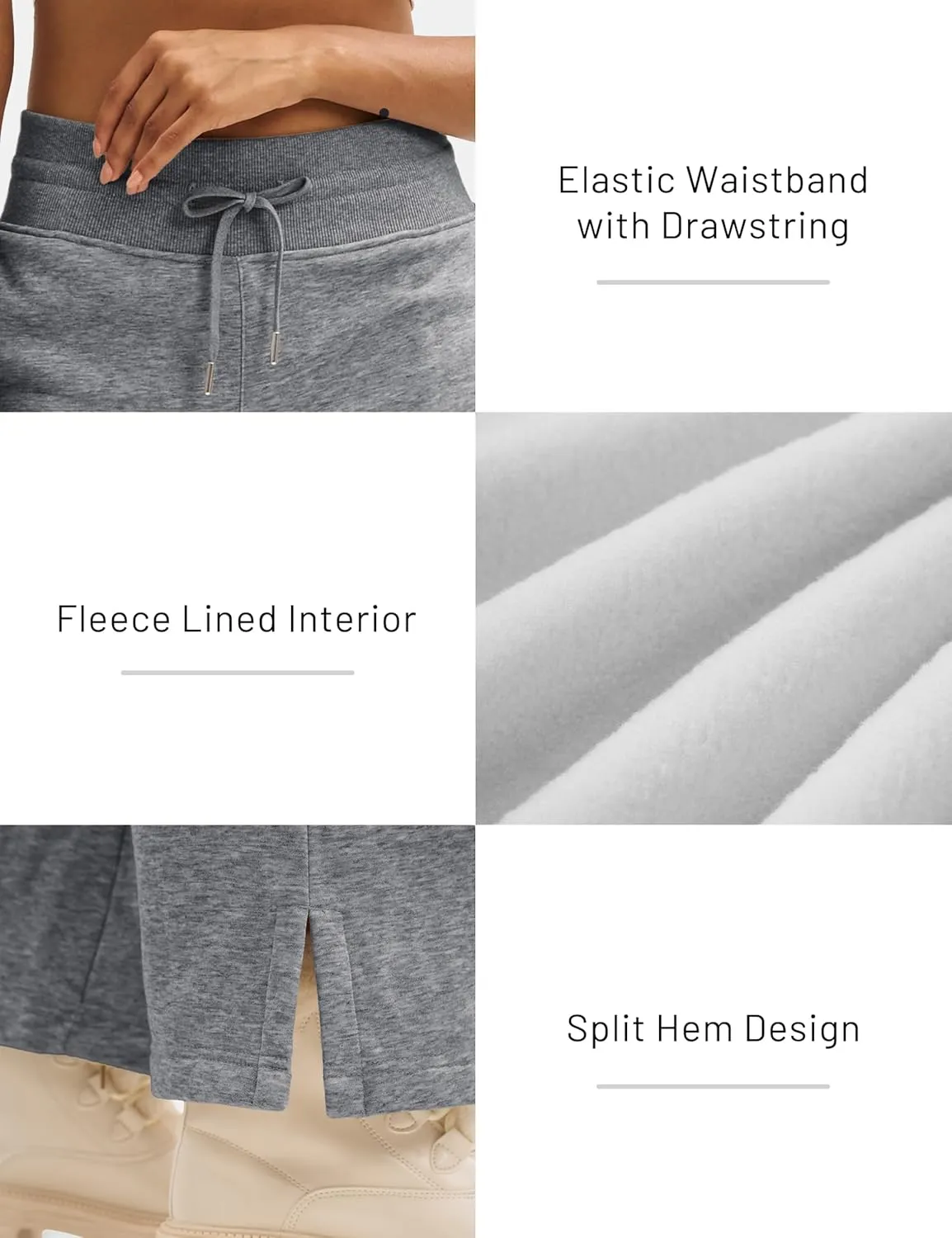MAGCOMSEN Women's Wide Leg Sweatpants Fleece Lined Lounge Pants High Waisted Baggy Warm Winter Pants with Pockets
