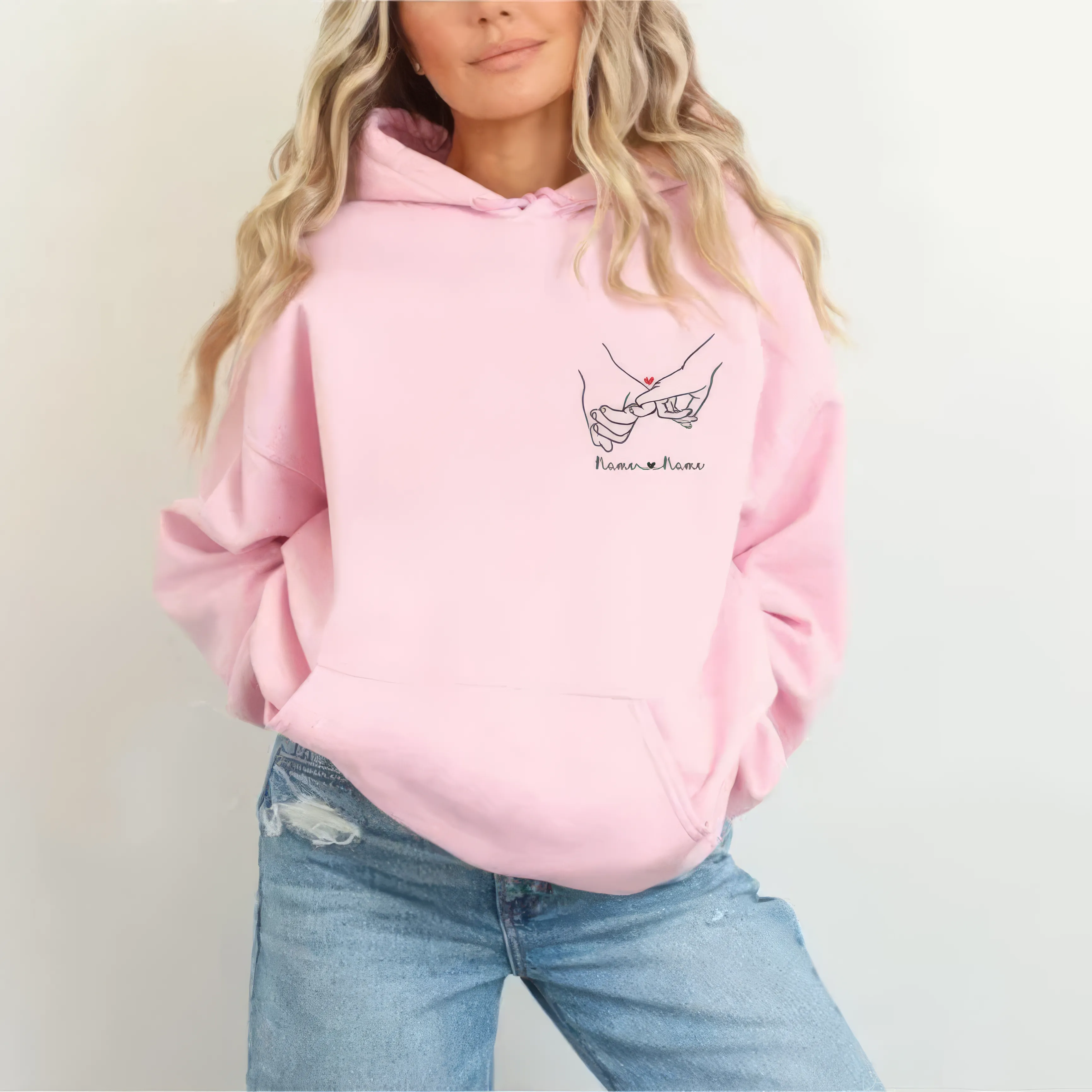 Matching Couple Hoodies - Pinky Promise Custom Embroidered Hoodies Sweatshirts for Couples