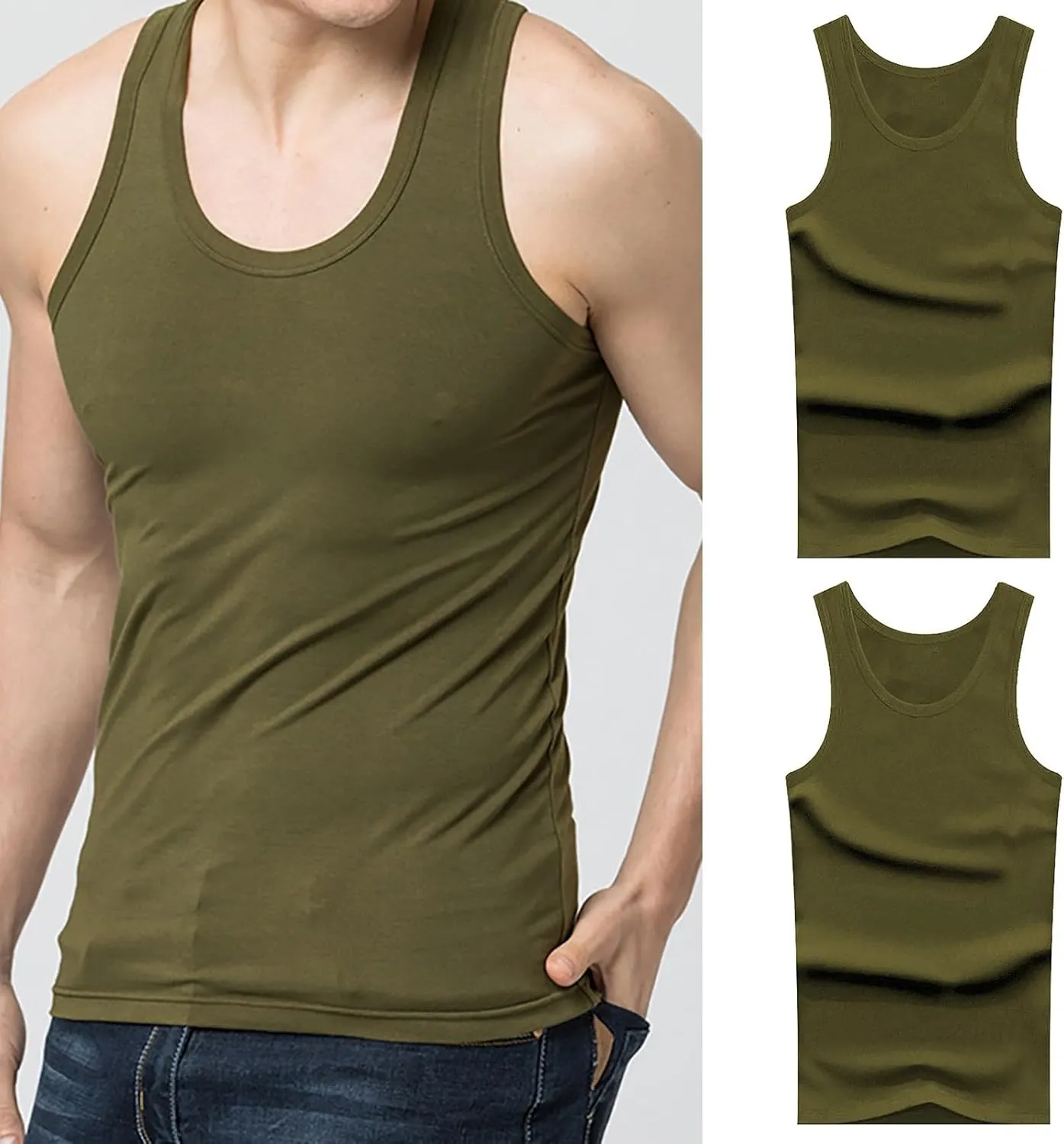Mens Cotton Gym Tank Tops Athletic Sleeveless Bodybuilding Workout Muscle Shirts Dry Fit Moisture Wicking Sweatshirts