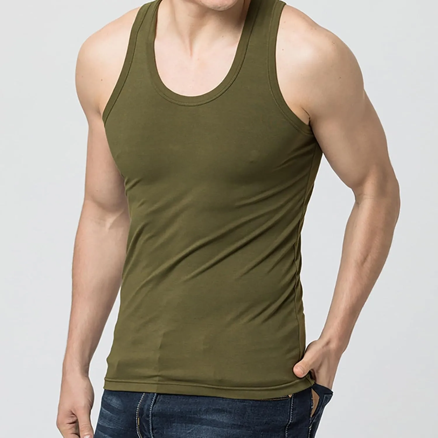 Mens Cotton Gym Tank Tops Athletic Sleeveless Bodybuilding Workout Muscle Shirts Dry Fit Moisture Wicking Sweatshirts