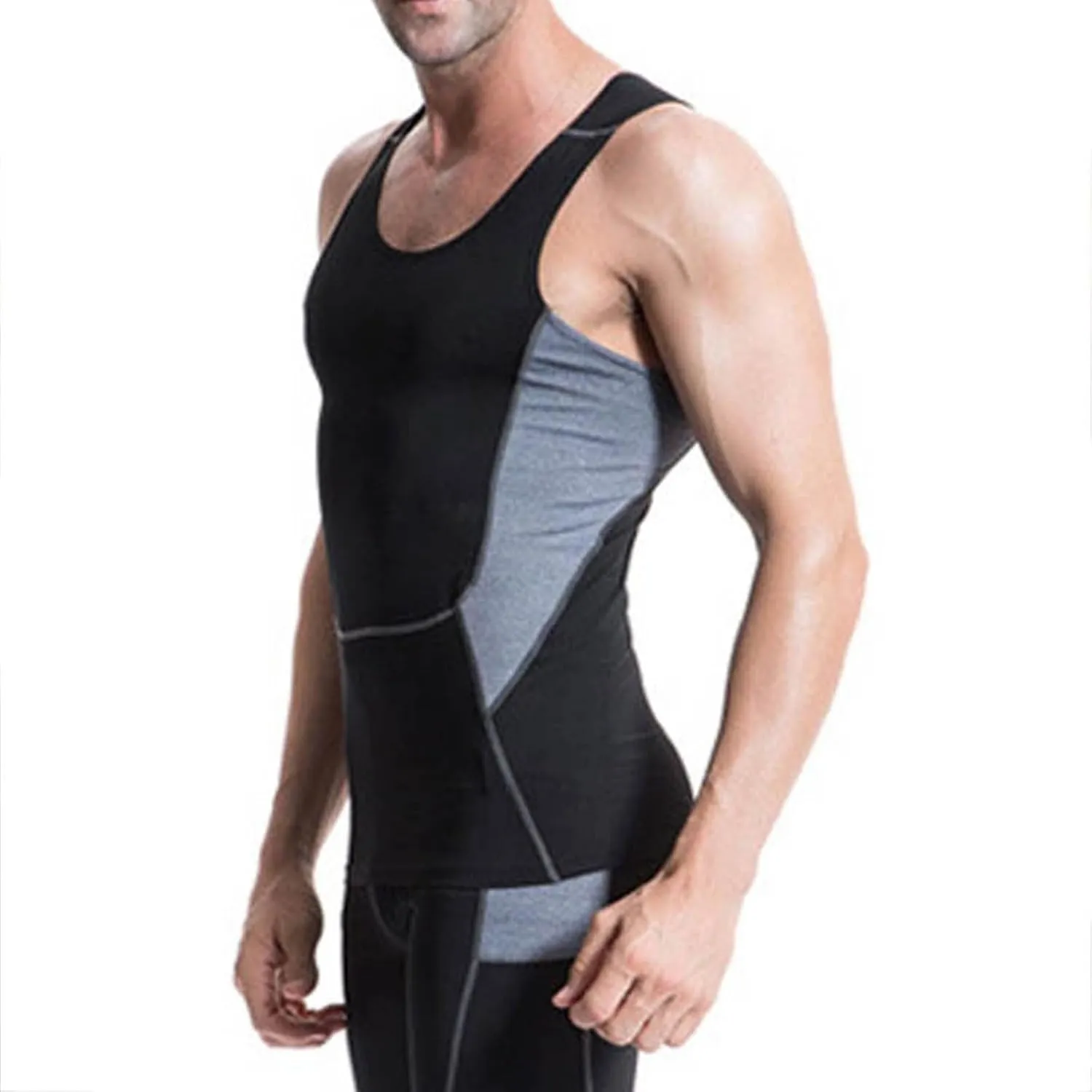 Mens Shaper Slimming Compression Shirt Shaperluv Body Athletic Exercise Vest Man Tight Big and Tall Gym Running Tank