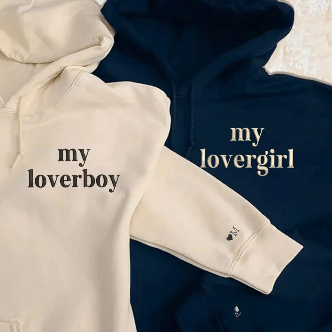 My Lovergirl & My Loverboy Matching Couple Hoodies - Custom Embroidered Sweatshirts For Couples