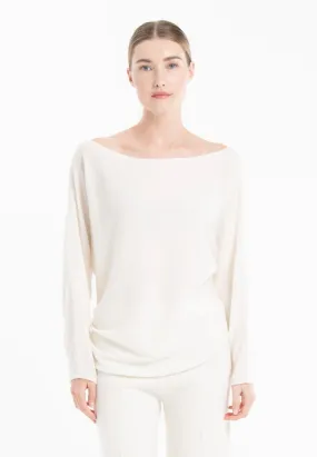 Nami 24 Off the Shoulder Sweater in Ecru White Cashmere