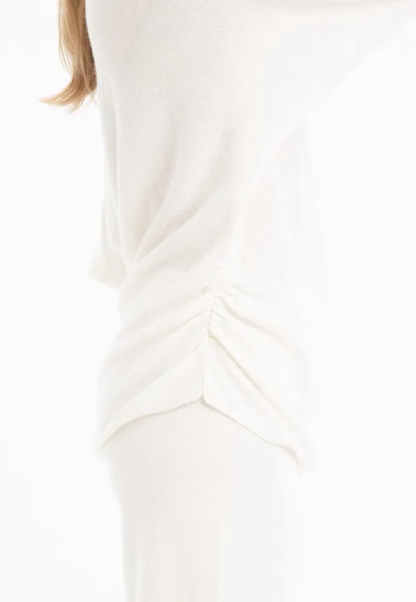 Nami 24 Off the Shoulder Sweater in Ecru White Cashmere