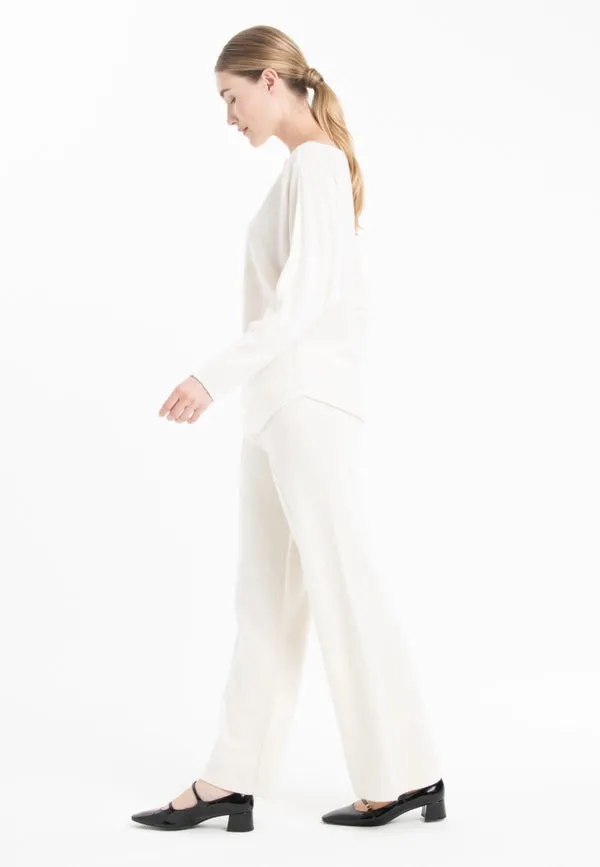 Nami 24 Off the Shoulder Sweater in Ecru White Cashmere