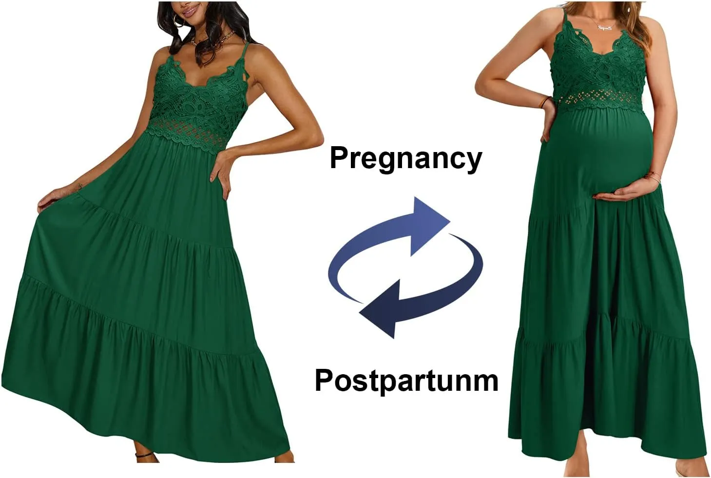 OUGES Womens' Maternity Maxi Dress Spaghetti Strap Baby Shower Pregnancy Dresses for Photoshoot