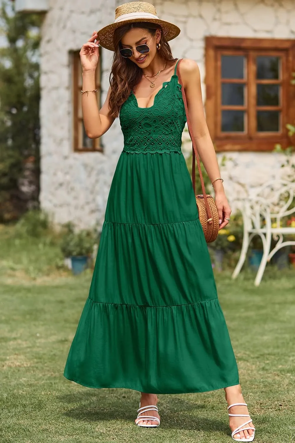 OUGES Womens' Maternity Maxi Dress Spaghetti Strap Baby Shower Pregnancy Dresses for Photoshoot