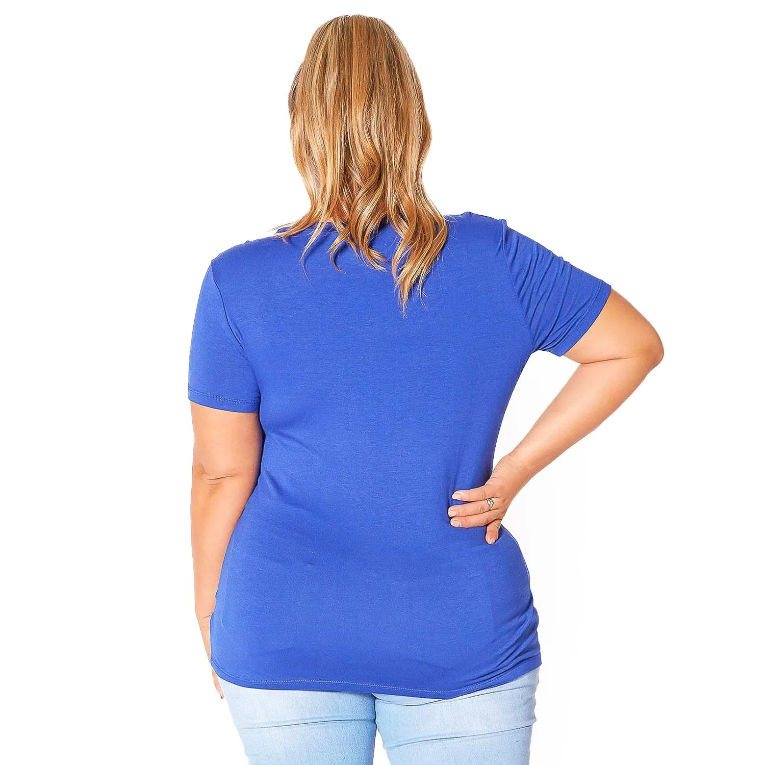 Plus Size V-neck Short Sleeve Basic Tee