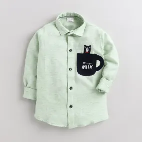 Polka Tots Full Sleeve Cup Patch Shirt - Green