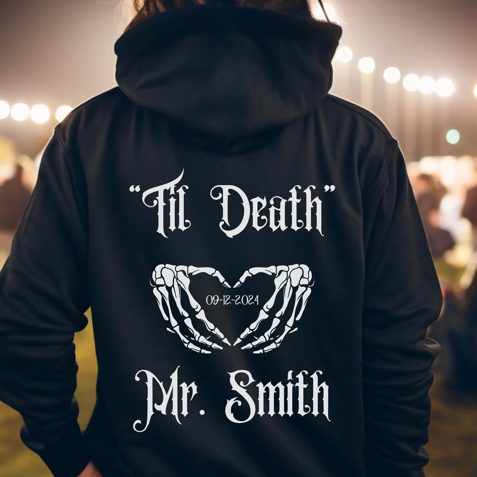 "Gothic Mr and Mrs"  Anniversary Matching Hoodies - Personalized Matching Hoodies For Couples