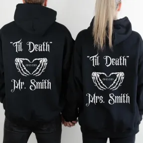 "Gothic Mr and Mrs"  Anniversary Matching Hoodies - Personalized Matching Hoodies For Couples