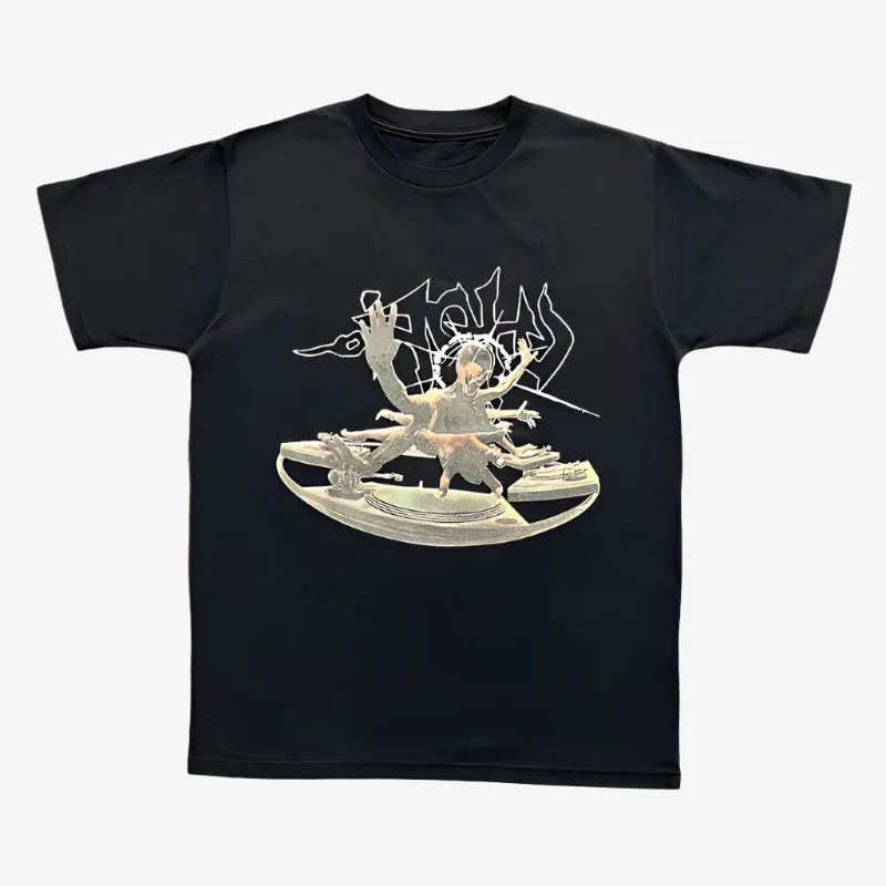 "UTOPIA" BLACK GRAPHIC TEES
