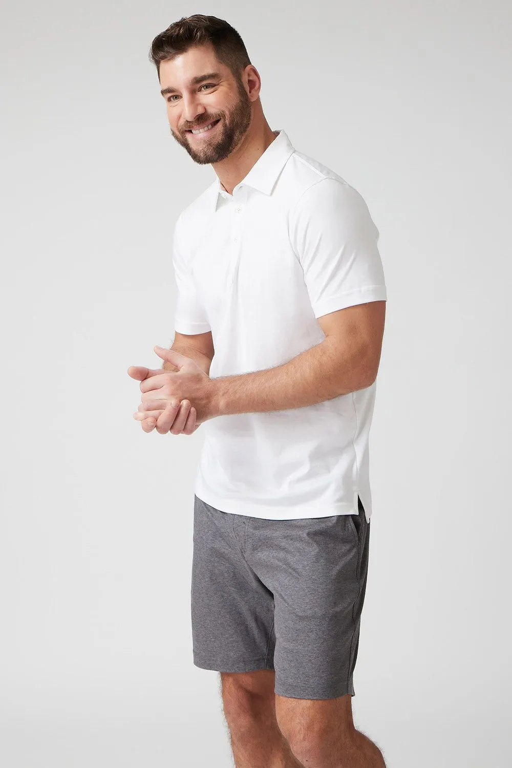 Raffi The Sherwood Essential Three Button Polo RW22206 | White | Aqua Collection