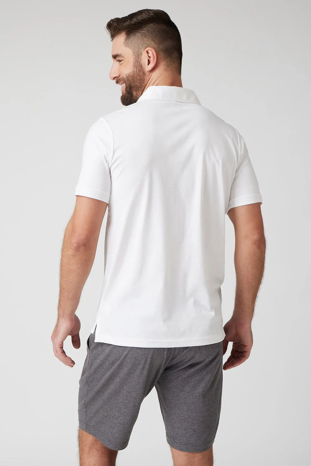 Raffi The Sherwood Essential Three Button Polo RW22206 | White | Aqua Collection