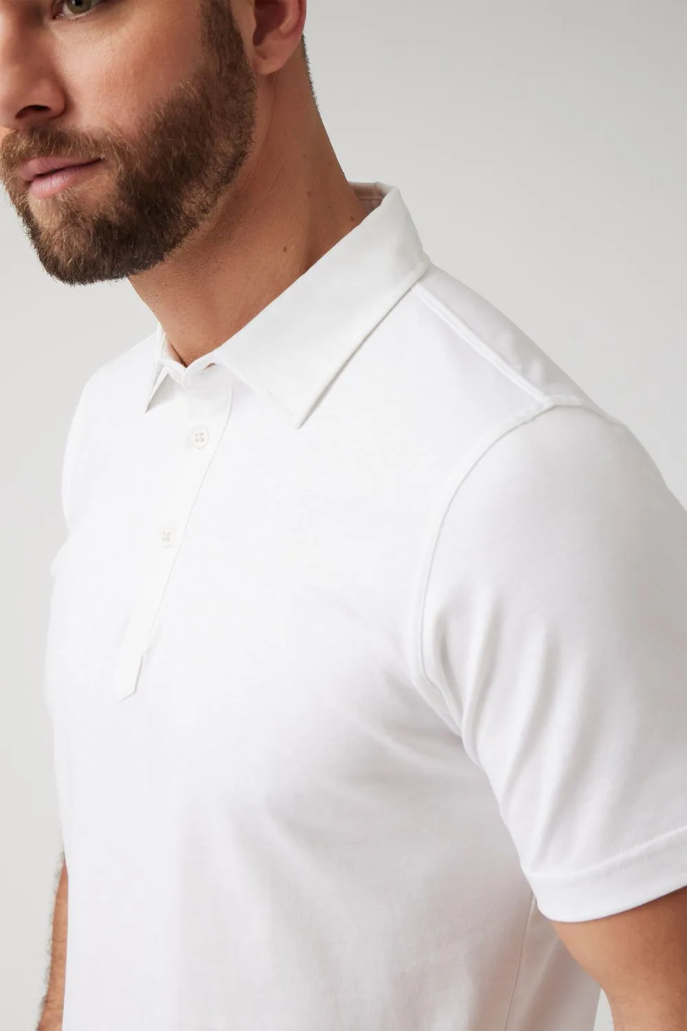 Raffi The Sherwood Essential Three Button Polo RW22206 | White | Aqua Collection