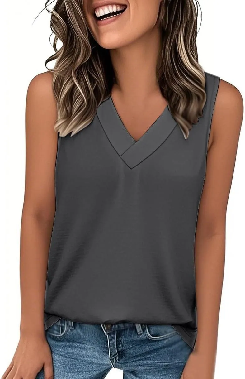 Tank Top for Women Summer V Neck T-Shirt Trendy Sleeveless Basic Tee Loose Fit 2025 Fashion