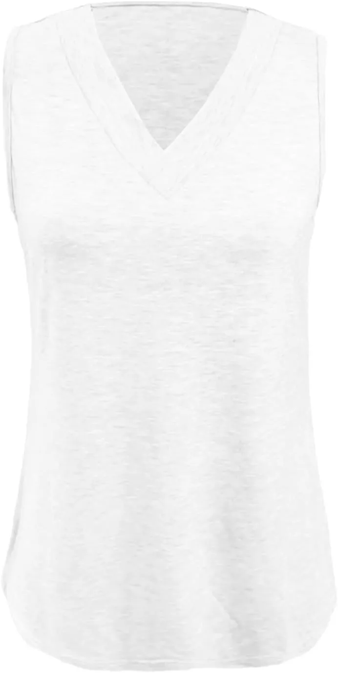 Tank Top for Women Summer V Neck T-Shirt Trendy Sleeveless Basic Tee Loose Fit 2025 Fashion
